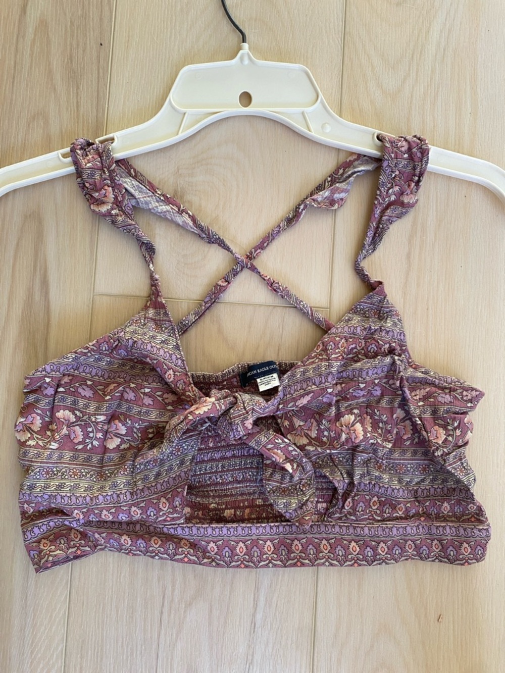 🔥Bundle 6 for $25🔥 American Eagle Outfitters Mauve Floral Tie-Front Cropped Tank